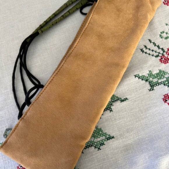 Clutch Purse Green Faux Croc Design/Beige Suede - Picture 3 of 5